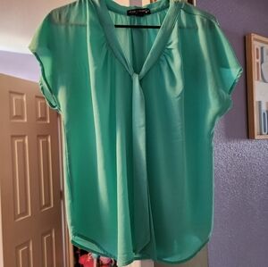 EUC Teal Blouse with Front Tie